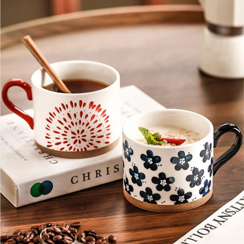 Mug japonais en céramique motif fleurs cerisier rétro - vue 4 sur 7