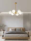 Modern copper chandelier with minimalist glass decor
