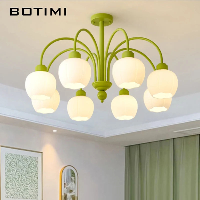 lustre moderne botimi avec 8 abat-jour en verre nordiques