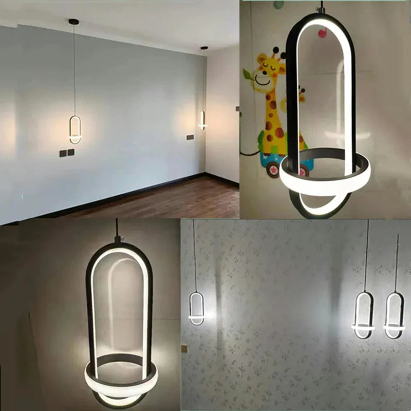 lustre moderne avec éclairage led décor intérieur - vue 5 sur 6