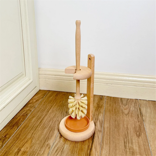Wood Toilet Brush and Holder Set, Wood Toilet Bowl Cleaner Brush for Bathroom, Toilet Scrubber with Stand - vue 7 sur 6