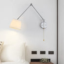 Luxury Chrome Wall Lamp Swing Long Rocker Arm Wall Light LED E27 Adjustable Joint Fabric Sconce Reading Wall Lamps with Switch
