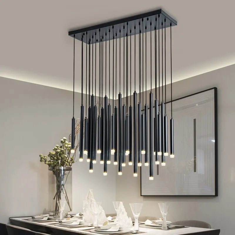 lustre nordique moderne en acier inoxydable pour villa de luxe - vue 4 sur 10