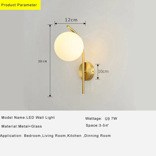 Applique murale LED en cuivre moderne pour éclairage intérieur - vue 7 sur 8