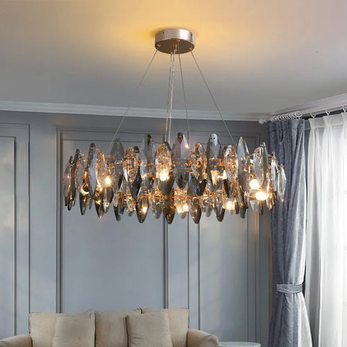 lustre vintage art déco en cristal pour éclairage intérieur - vue 6 sur 11