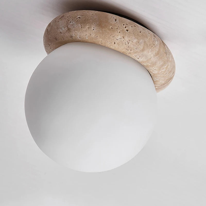 plafonnier wabi sabi japon décoration industrielle led travertin - vue 5 sur 6
