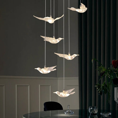 suspension LED décorative en forme d'oiseau pour loft et villa