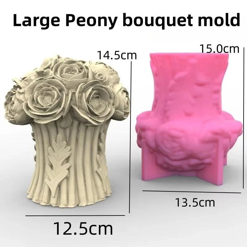 moule en silicone 3d bouquet de roses pour bougie - vue 15 sur 18