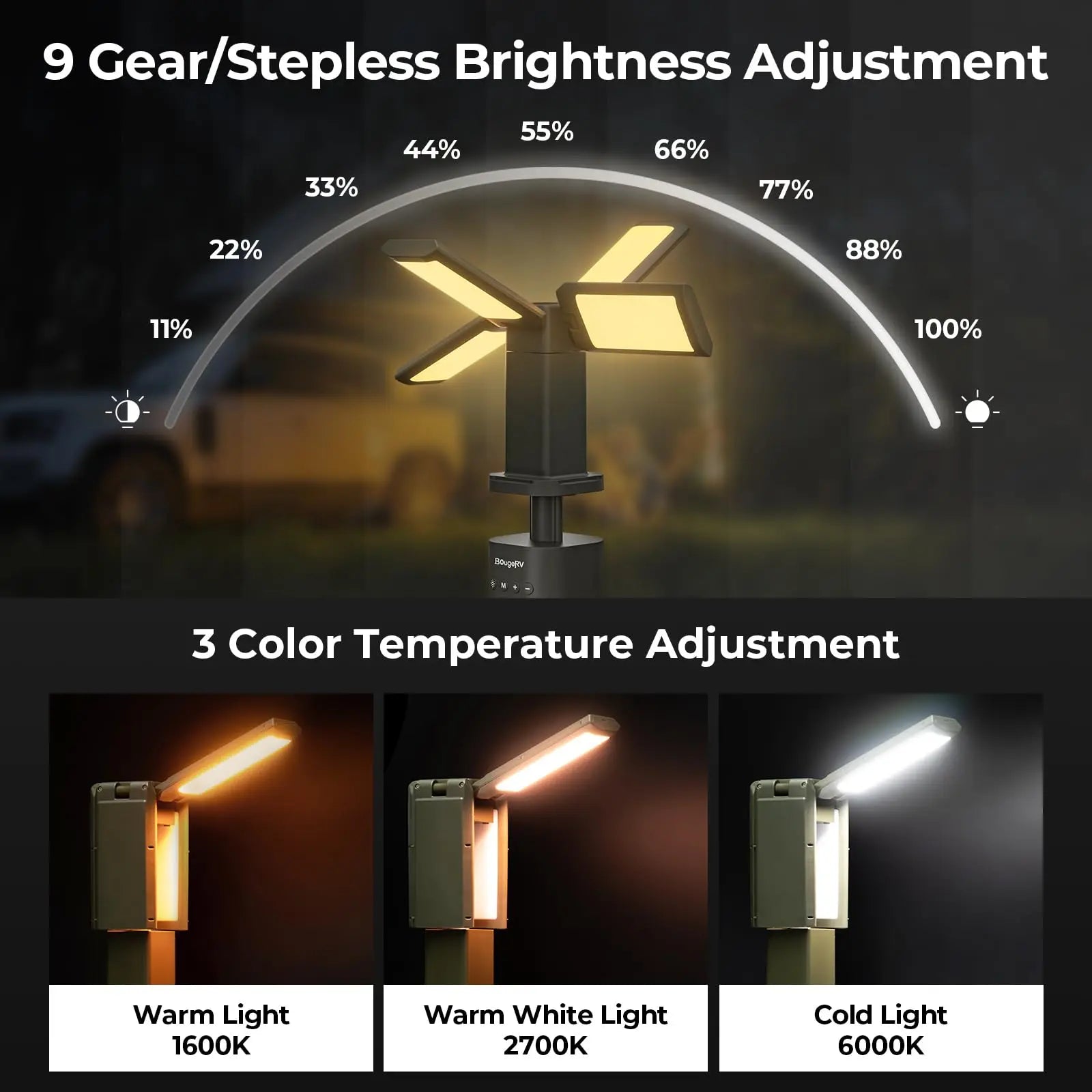 lampe de tente super lumineuse rechargeable pour camping et randonnée - vue 7 sur 8