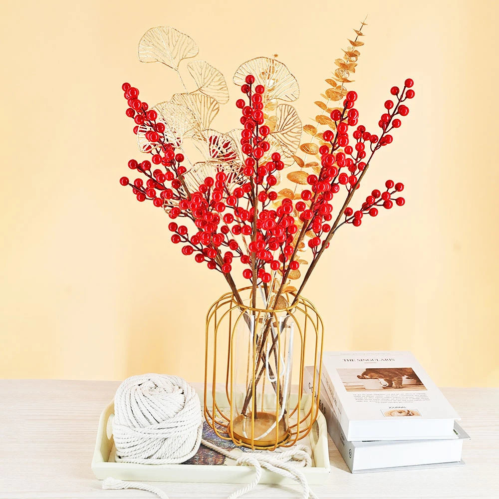 branche de fruits rouges artificiels pour décoration de Noël et récoltes - vue 4 sur 11