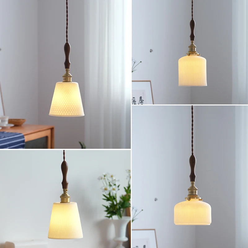 suspension led en céramique japonaise pour cuisine restaurant - vue 3 sur 11