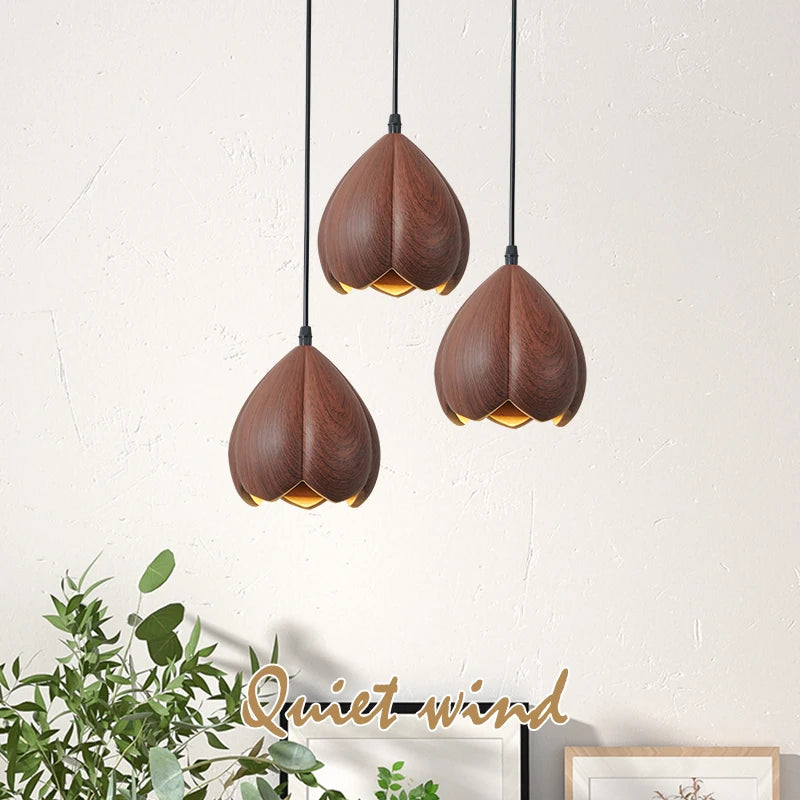 lustre suspendu moderne en bois de noyer fait main décoration maison