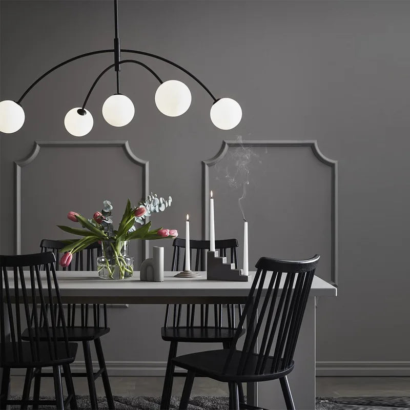 Danish Designer Suspenion Milky Glass Hanging Light Ceiling Chandeliers Nordic Pendant Lamp for Living Dining Room Kitchen - vue 5 sur 8