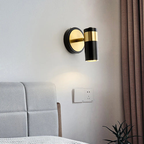Applique murale vintage Fumi avec applique murale d'intérieur au fini doré pour chambre à coucher - vue 2 sur 7