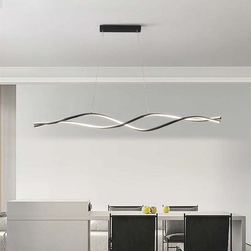 lustre nordique à led moderne atmosphérique et torsadé - vue 7 sur 14