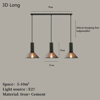 lampe suspendue en béton industriel avec abat-jour en fer