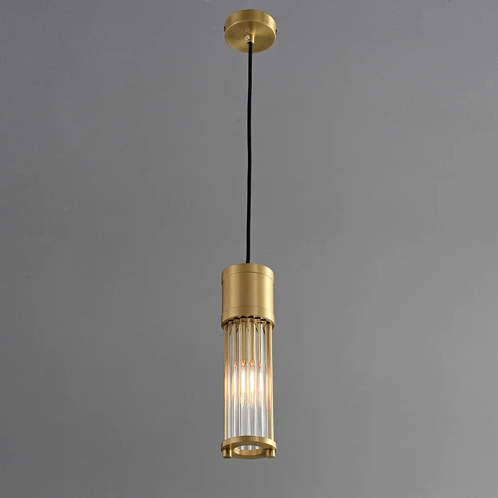 suspension à led en cuivre avec abat-jour en verre réglable