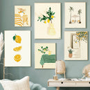 art mural citron sous les palmiers peinture estivale décorative