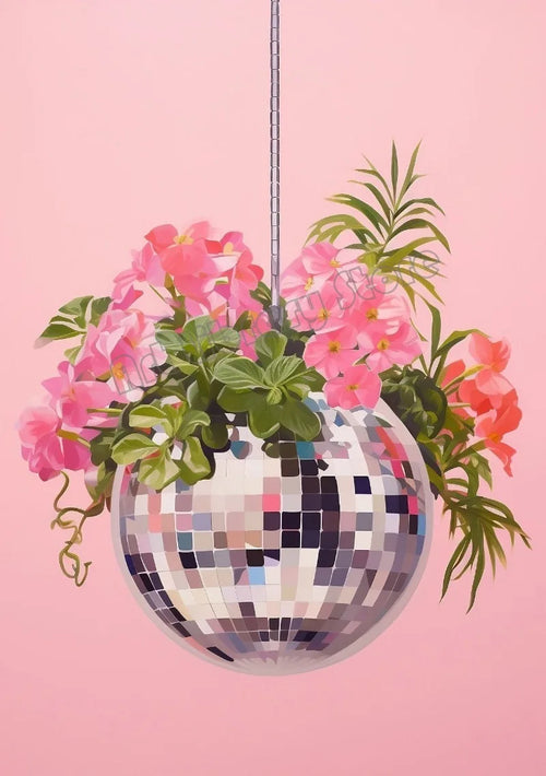 affiche créative de boule disco abstraite rétro pour décoration murale