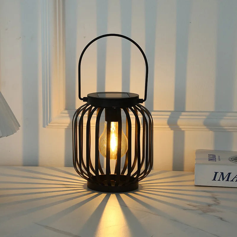 lampe de jardin solaire étanche en fer antique portable - vue 4 sur 6
