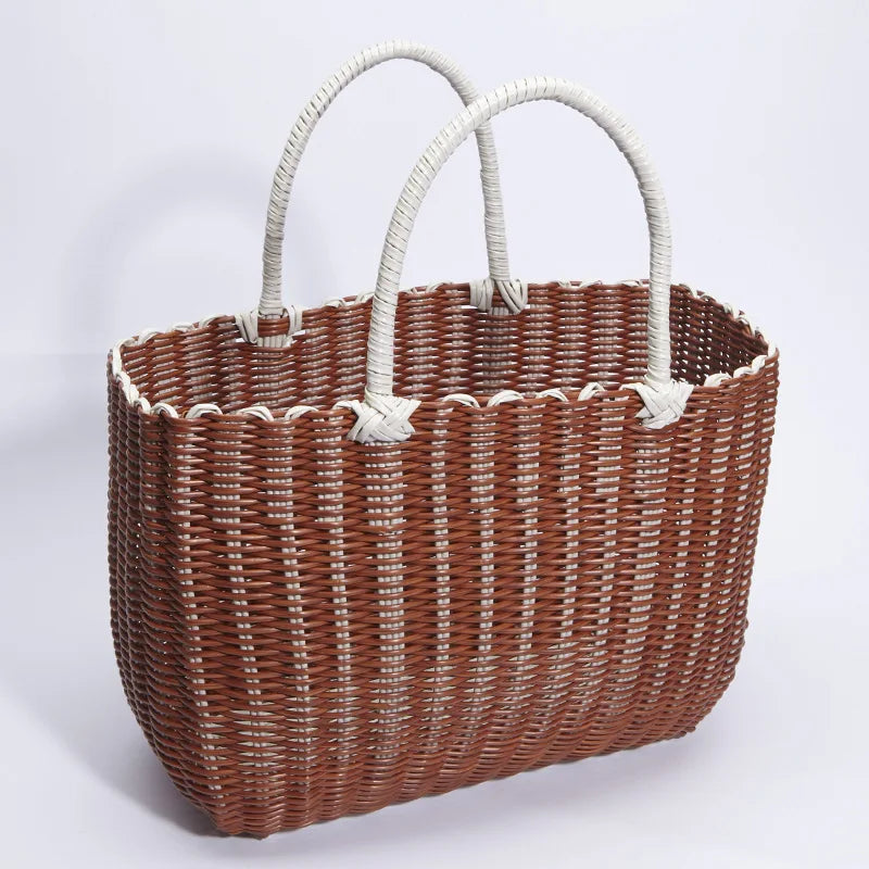 panier tissé imitation rotin pour pique-nique en extérieur - vue 15 sur 22