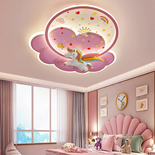 plafonnier licorne led pour fille avec télécommande optionnelle