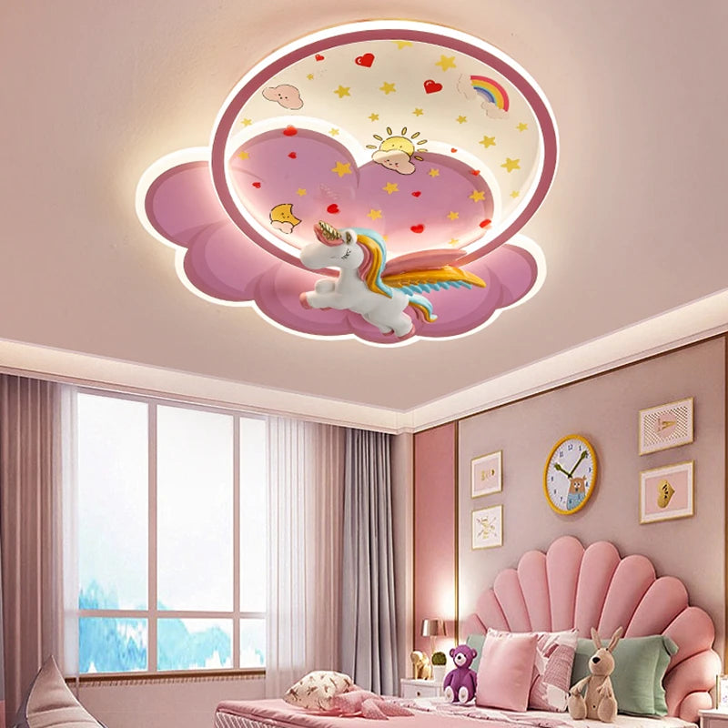 plafonnier licorne led pour fille avec télécommande optionnelle - vue 3 sur 8