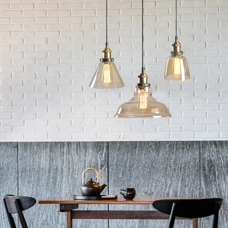 suspension vintage nordique en verre industriel pour bar