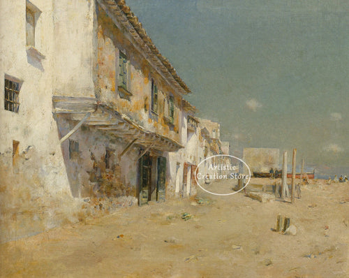 peinture à l'huile paysage marin vintage décor mural méditerranéen