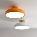 Vintage LED wooden ceiling light nordic orange PVC round fixture
