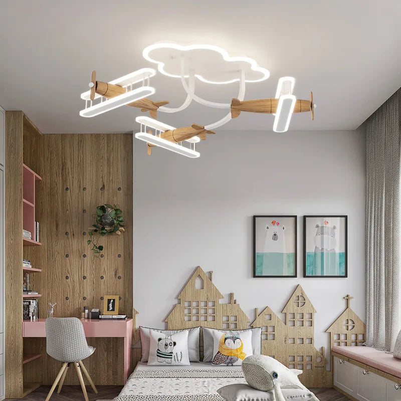 lustre d'avion dessin animé pour enfants avec télécommande - vue 2 sur 10