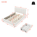 Upholstery bed, 140x200cm, bed with slatted frame (without mattress), bed with four drawers, minimalist style, linen, beige