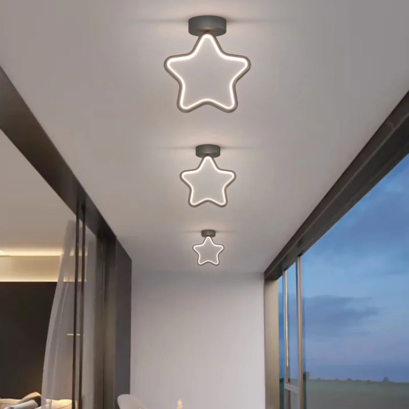 plafonnier led encastré moderne étoile allée salon entrée - vue 4 sur 12