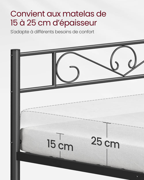 VASAGLE Single Bed Frame, Metal Bed Frame, Fits 90 x 190 cm Mattress, Easy Assembly, for Small Spaces, Guest Room - vue 5 sur 7