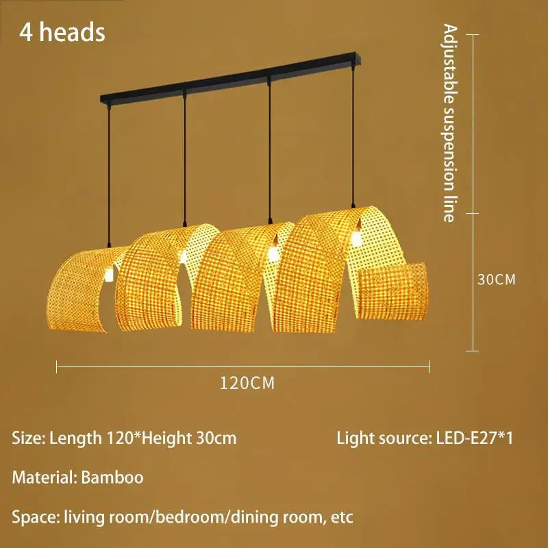 lustre en bambou style japonais pour décoration zen asiatique - vue 9 sur 11