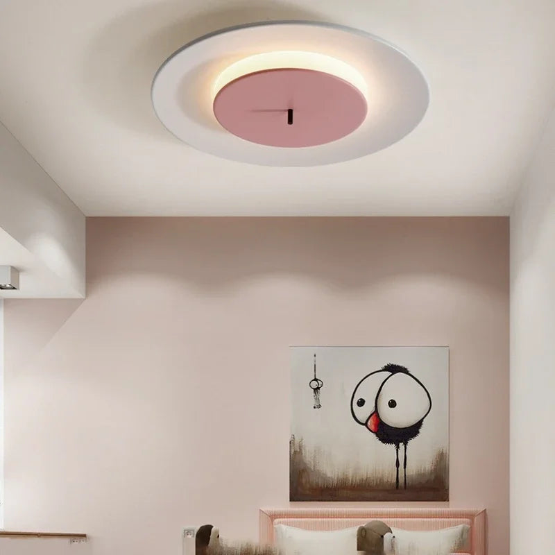 plafonnier moderne minimaliste en fer acrylique avec lumière led colorée