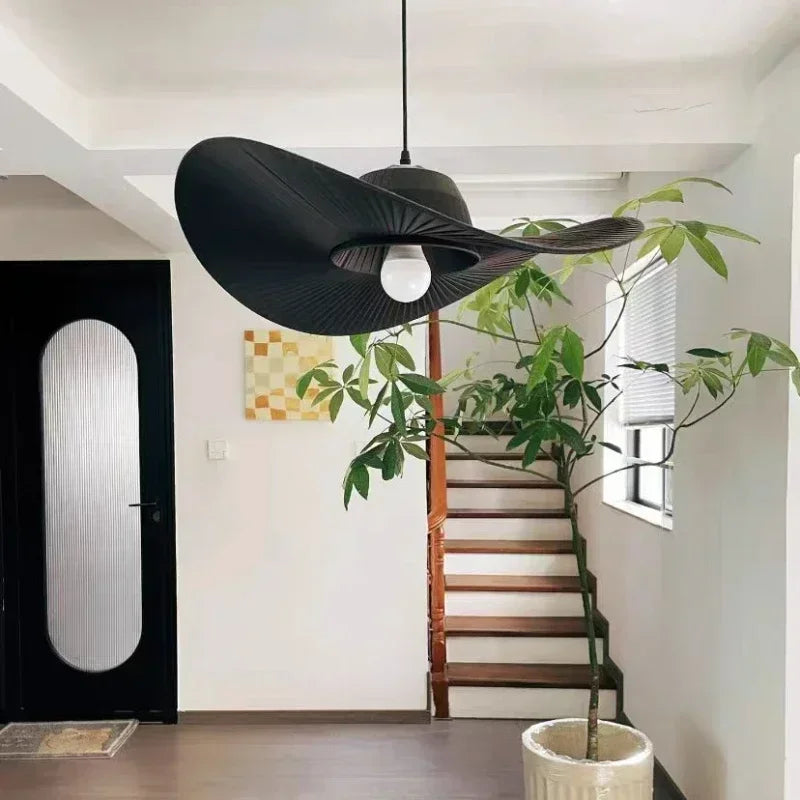 lustre en chapeau de paille nordique pour décoration intérieure - vue 4 sur 8