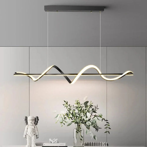 suspension led incurvée design nordique pour cuisine barre minimaliste