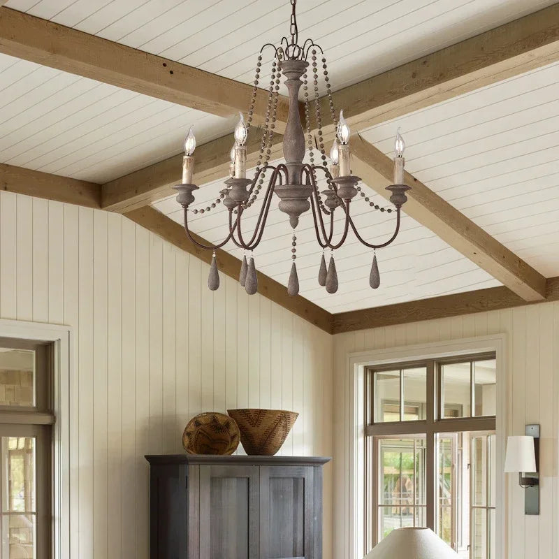 lustre en bois rétro pour décoration intérieure élégante - vue 4 sur 16