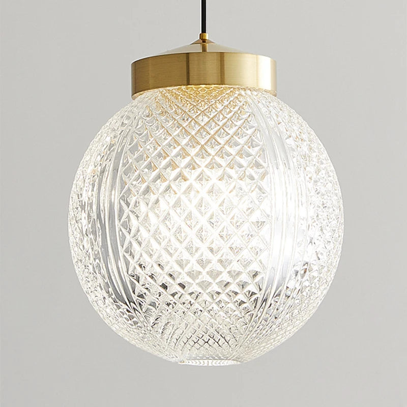 suspension moderne en cuivre avec cordon en verre transparent - vue 6 sur 9
