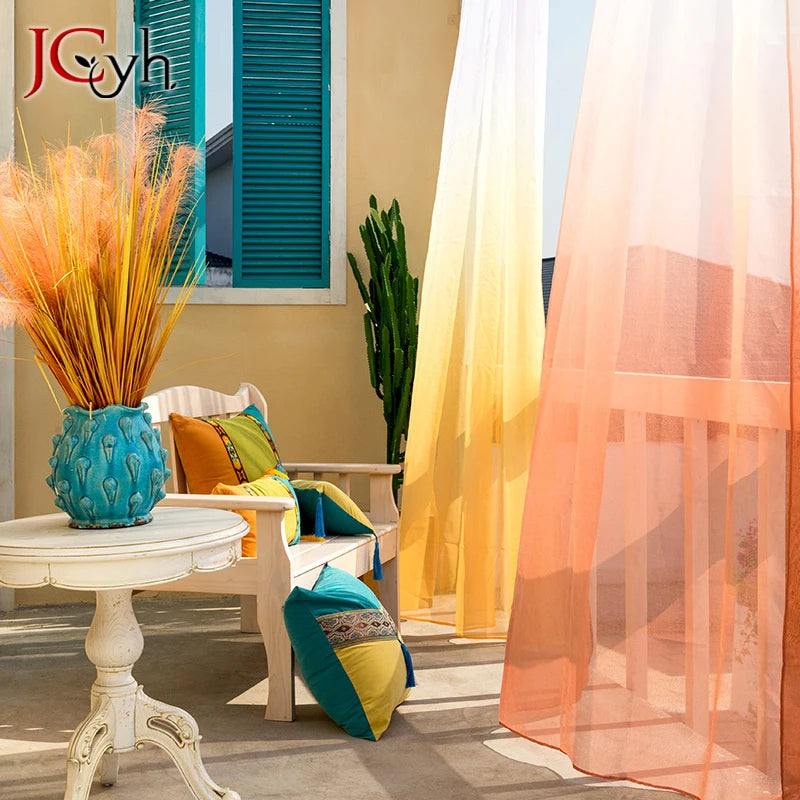 Voilage tulle degrade style moderne pour salon chambre - vue 3 sur 8