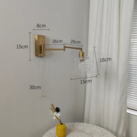 IWHD tirer chaîne verre applique murale LED applique bras gauche droite rotation chambre salon lumières nordique moderne à côté lampe Wandlamp