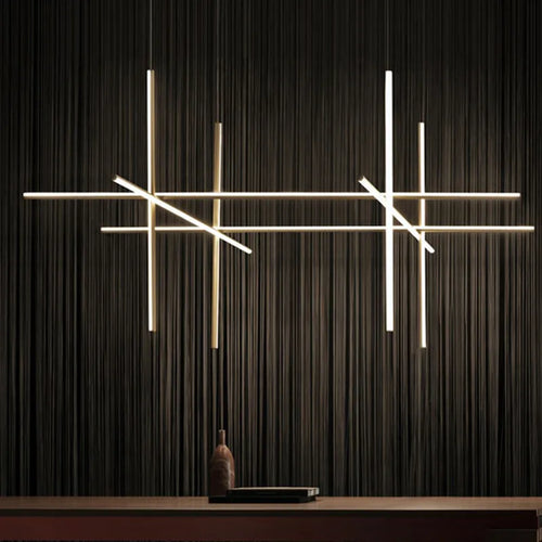 Plafonnier LED linéaire moderne italie lampe suspendue suspendue pour la décoration de l'hôtel lustre de salle à manger - vue 2 sur 15
