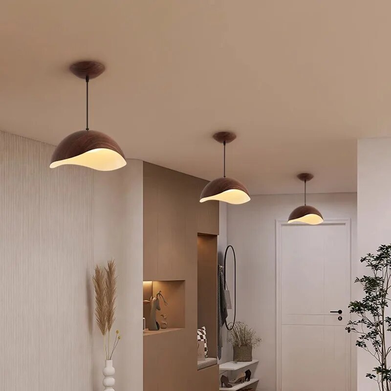 Lustre fer grain bois nordique LED salle manger bureau chevet - vue 3 sur 18
