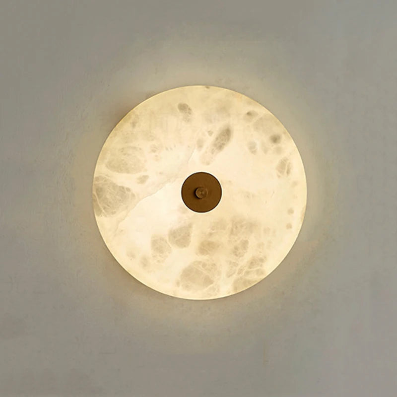 applique murale led ronde en marbre rétro-éclairage décoratif pour restaurant et hôtel - vue 4 sur 7