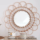 Nordic Style Straw Rattan Wall Decor, Round Rattan Mirror, Decoration Mirror