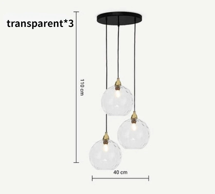 Lustre boule de verre coloré nordique lampes suspendues moderne Grain d'eau Restaurant cuisine luminaire suspendu chambre lampe de chevet - vue 25 sur 29