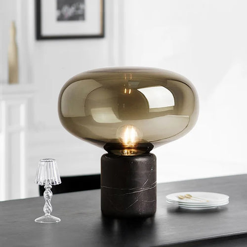 Post-moderne LED lampe de Table en marbre champignon verre lampe de chevet nordique Simple concepteur chambre salon étude créative petit - vue 2 sur 8