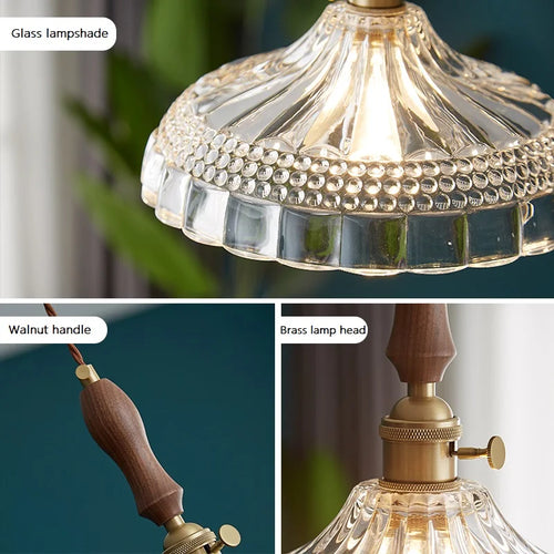 suspension luminaire moderne en bois verre et laiton