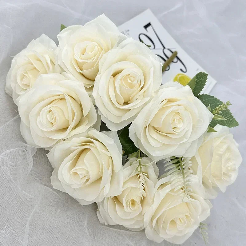 bouquet de roses artificielles en soie pour décoration de mariage - vue 14 sur 15